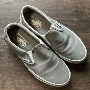 Vans Classic Slip-On Shoes, Gray/White, Size 7 US Women, Size 5.5 US Men